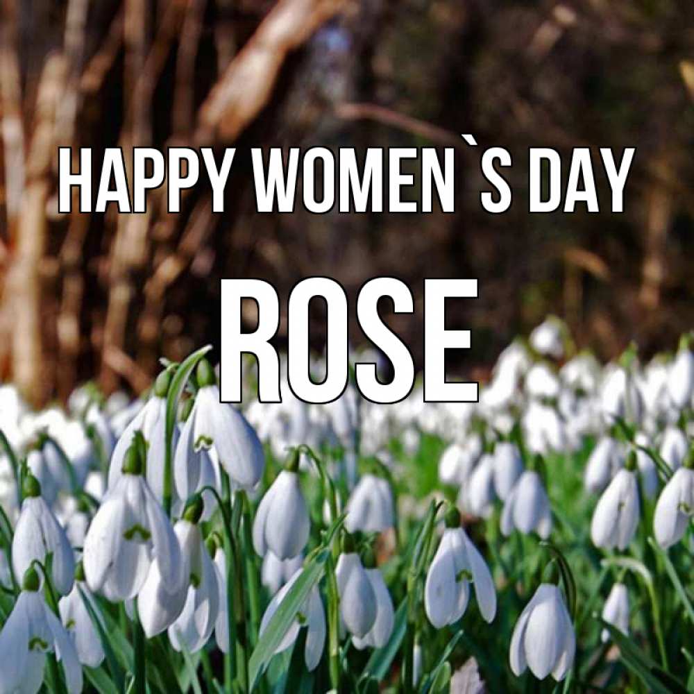 Greetings card с именем, Rose happy women`s day с подснежниками 1 Greetings with text for free download 
